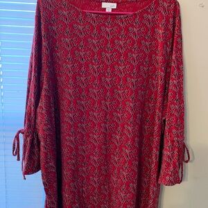 J. Jill Red Floral Blouse